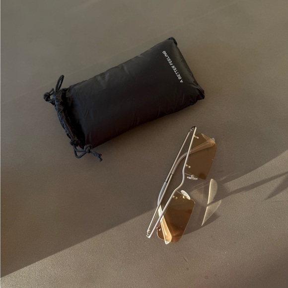 A BETTER FEELING M015 Beige Rectangular Sunglasses - Picture 2 of 9